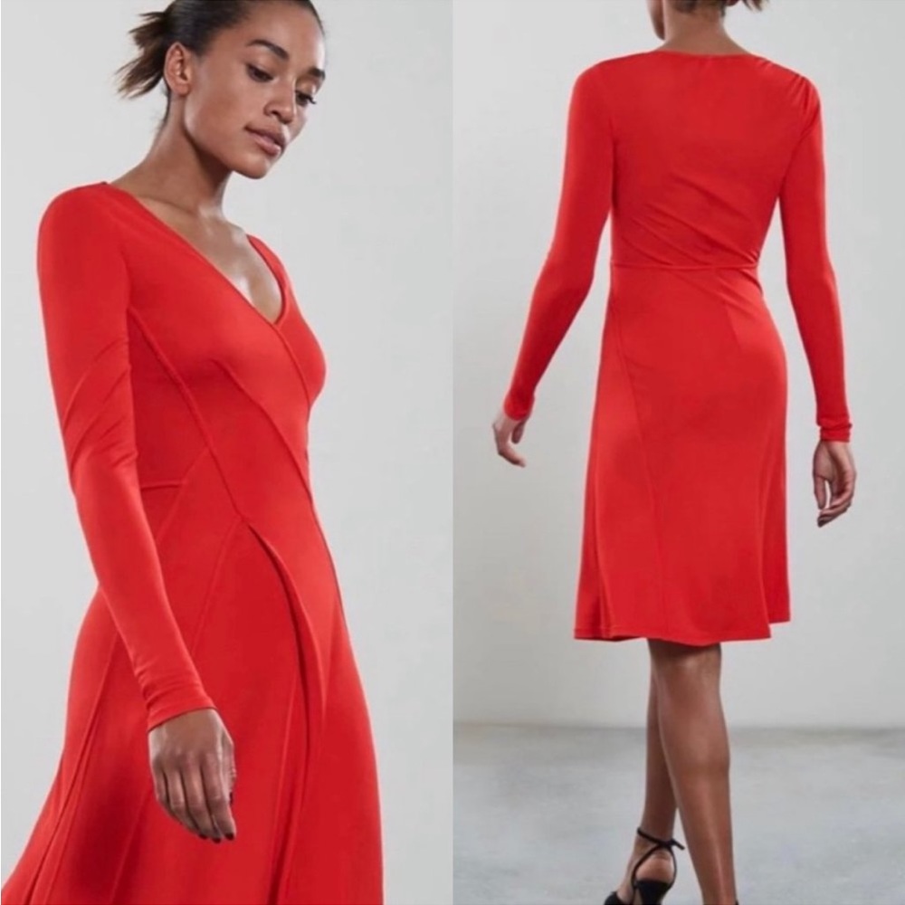 Reiss Bright Red Carini Jersey Wrap Dress